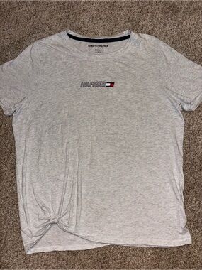 Tommy Hilfiger Light Gray Heather Crew Neck Tee with Small Logo
